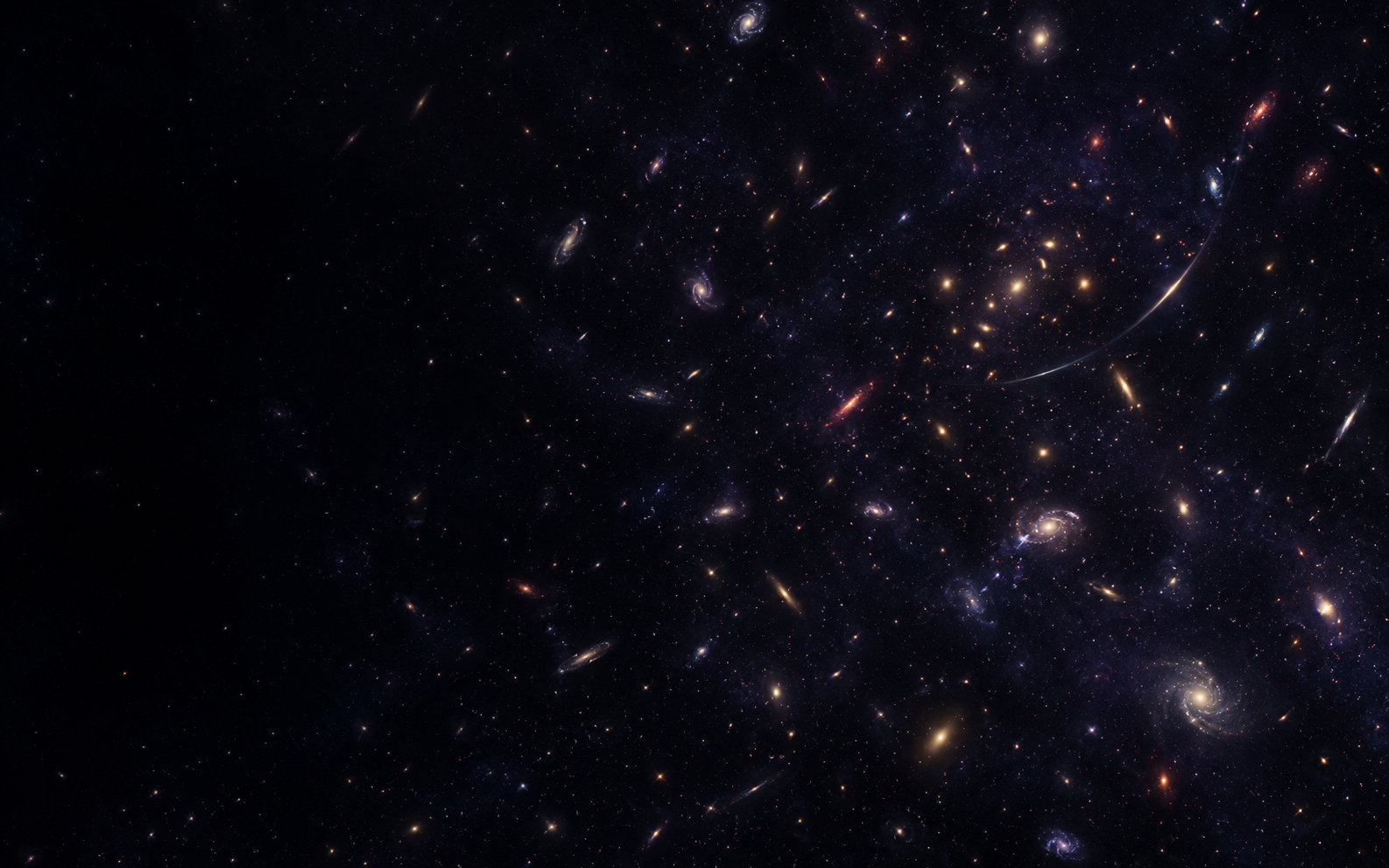 Original LUME editorial visualisation of distant galaxies and lensed light
