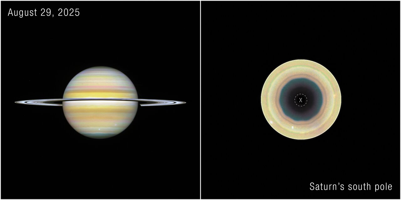 Saturn’s south pole, observed by HUBBLE