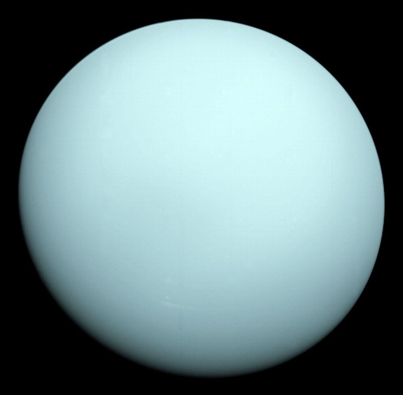Uranus as photographed by Voyager 2 in 1986.